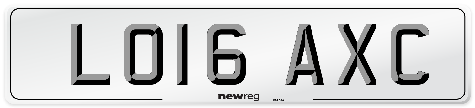 LO16 AXC Number Plate from New Reg